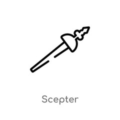 outline scepter vector icon. isolated black simple line element illustration from shapes and symbols concept. editable vector stroke scepter icon on white background
