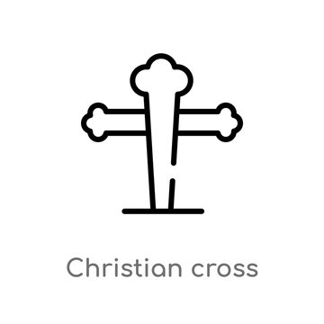 outline christian cross vector icon. isolated black simple line element illustration from shapes and symbols concept. editable vector stroke christian cross icon on white background