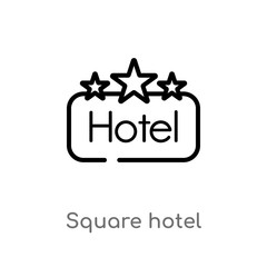 outline square hotel vector icon. isolated black simple line element illustration from signs concept. editable vector stroke square hotel icon on white background