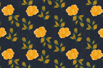 Obraz premium Orange Roses Seamless Vector Pattern