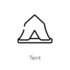 outline tent vector icon. isolated black simple line element illustration from signs concept. editable vector stroke tent icon on white background