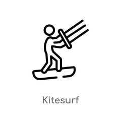 outline kitesurf vector icon. isolated black simple line element illustration from signs concept. editable vector stroke kitesurf icon on white background