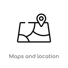 outline maps and location vector icon. isolated black simple line element illustration from signs concept. editable vector stroke maps and location icon on white background