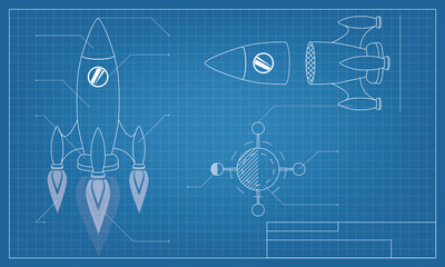 vector blueprint of the spaceship