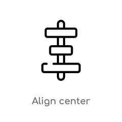 outline align center vector icon. isolated black simple line element illustration from signs concept. editable vector stroke align center icon on white background