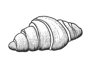 Croissant sweet bakery product sketch engraving vector illustration. Scratch board style imitation. Black and white hand drawn image.