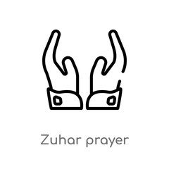 outline zuhar prayer vector icon. isolated black simple line element illustration from signs concept. editable vector stroke zuhar prayer icon on white background