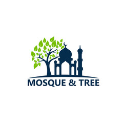 Mosque and Tree Logo Template Design Vector, Emblem, Design Concept, Creative Symbol, Icon