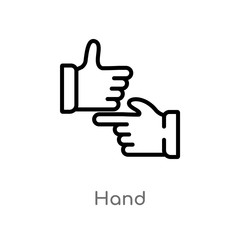 outline hand vector icon. isolated black simple line element illustration from signs concept. editable vector stroke hand icon on white background