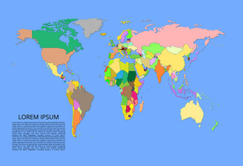 World map. Color vector image of a global map of the world. Easy to edit