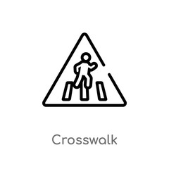 outline crosswalk vector icon. isolated black simple line element illustration from signs concept. editable vector stroke crosswalk icon on white background