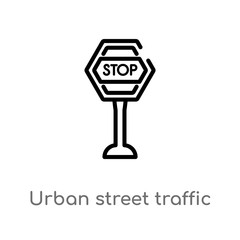 outline urban street traffic vector icon. isolated black simple line element illustration from signs concept. editable vector stroke urban street traffic icon on white background