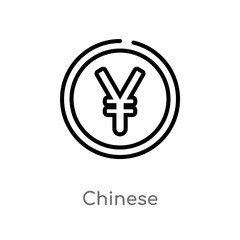 outline chinese vector icon. isolated black simple line element illustration from signs concept. editable vector stroke chinese icon on white background