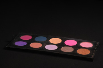 makeup in close-up on black background