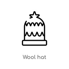 outline wool hat vector icon. isolated black simple line element illustration from signs concept. editable vector stroke wool hat icon on white background