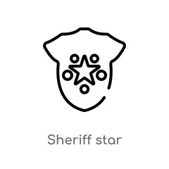 outline sheriff star vector icon. isolated black simple line element illustration from signs concept. editable vector stroke sheriff star icon on white background
