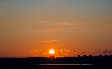 The first day of the new year concept: impressive and amazing morning sunrise over the sea in Helsinki, Finland, Europe