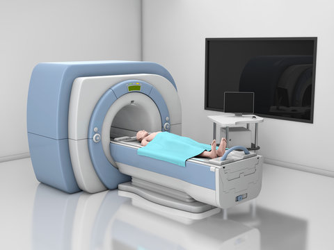 MRI Scanner. Magnetic Resonance Imaging of body. Medicine diagnostic Concept 3d Illustration.