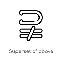 outline superset of above not equal to vector icon. isolated black simple line element illustration from signs concept. editable vector stroke superset of above not equal to icon on white background