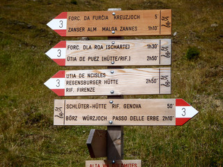 Tourist indicator in Ladin, Italian and German