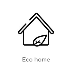 outline eco home vector icon. isolated black simple line element illustration from smart house concept. editable vector stroke eco home icon on white background