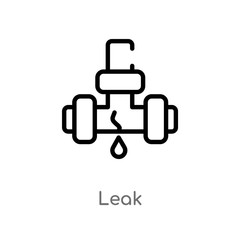 outline leak vector icon. isolated black simple line element illustration from smart house concept. editable vector stroke leak icon on white background
