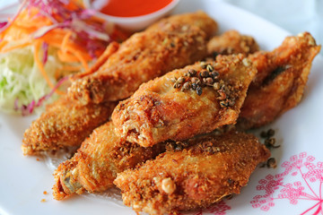 Northern Thai Style Deep Fried Chicken Wing with Hot and Spicy Herbs