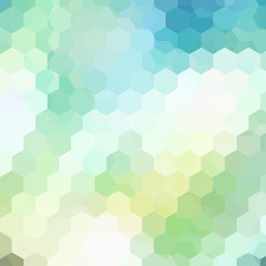Fototapeta na wymiar Abstract hexagons vector background. Geometric vector illustration. Creative design template. Pastel green, blue, white colors.