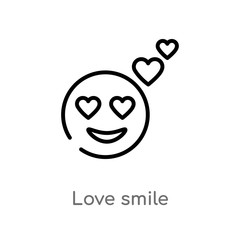 outline love smile vector icon. isolated black simple line element illustration from smileys concept. editable vector stroke love smile icon on white background