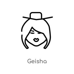 outline geisha vector icon. isolated black simple line element illustration from smileys concept. editable vector stroke geisha icon on white background