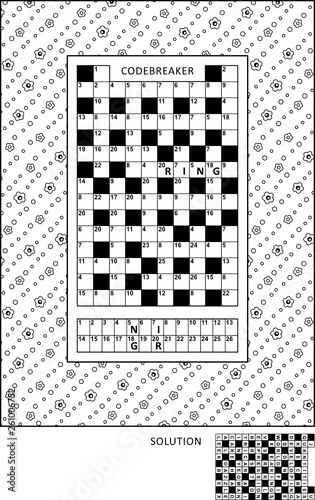 Puzzle And Coloring Activity Page For Grown Ups With Codebreaker Or