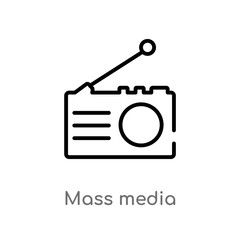 outline mass media vector icon. isolated black simple line element illustration from social media marketing concept. editable vector stroke mass media icon on white background