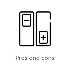 outline pros and cons vector icon. isolated black simple line element illustration from social concept. editable vector stroke pros and cons icon on white background