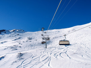 Fototapeta na wymiar Savognin: region, snow-covered mountains and ski slopes