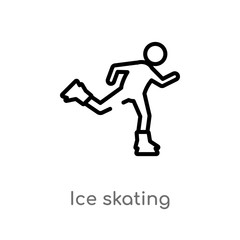 outline ice skating vector icon. isolated black simple line element illustration from sports concept. editable vector stroke ice skating icon on white background