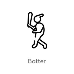 outline batter vector icon. isolated black simple line element illustration from sports concept. editable vector stroke batter icon on white background