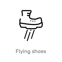 outline flying shoes vector icon. isolated black simple line element illustration from sports concept. editable vector stroke flying shoes icon on white background