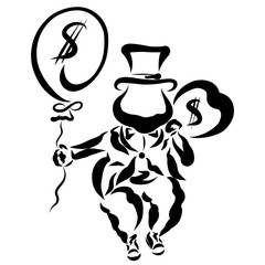 Obraz premium wealth, raising a person up,   or unreliable wealth like a balloon