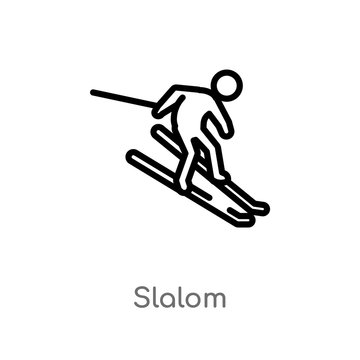 outline slalom vector icon. isolated black simple line element illustration from sports concept. editable vector stroke slalom icon on white background