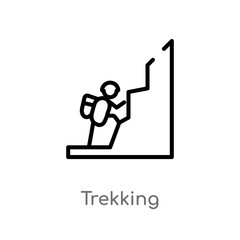 outline trekking vector icon. isolated black simple line element illustration from sports concept. editable vector stroke trekking icon on white background