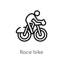 outline race bike vector icon. isolated black simple line element illustration from sports concept. editable vector stroke race bike icon on white background