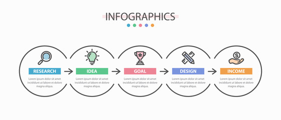Infographics design template with 5 options or steps.
