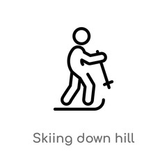 outline skiing down hill vector icon. isolated black simple line element illustration from sports concept. editable vector stroke skiing down hill icon on white background