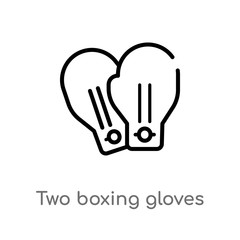 outline two boxing gloves vector icon. isolated black simple line element illustration from sports concept. editable vector stroke two boxing gloves icon on white background