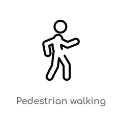 outline pedestrian walking vector icon. isolated black simple line element illustration from sports concept. editable vector stroke pedestrian walking icon on white background