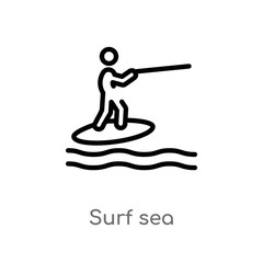 outline surf sea vector icon. isolated black simple line element illustration from sports concept. editable vector stroke surf sea icon on white background