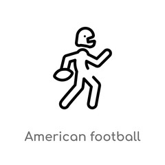 outline american football player running with the ball vector icon. isolated black simple line element illustration from sports concept. editable vector stroke american football player running with