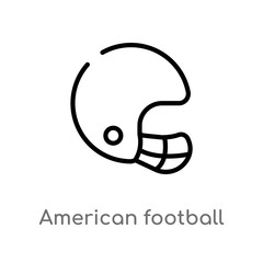 outline american football player helmet vector icon. isolated black simple line element illustration from sports concept. editable vector stroke american football player helmet icon on white