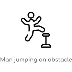 outline man jumping an obstacle vector icon. isolated black simple line element illustration from sports concept. editable vector stroke man jumping an obstacle icon on white background