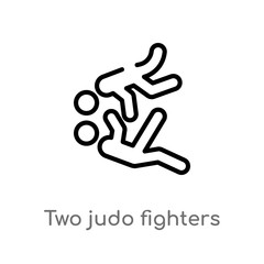 outline two judo fighters vector icon. isolated black simple line element illustration from sports concept. editable vector stroke two judo fighters icon on white background